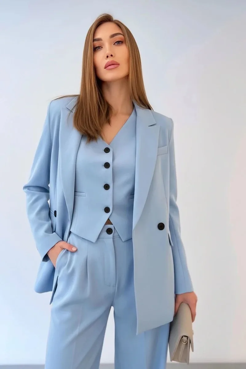 Limited Edition Three-Piece Palazzo Suit — Ice Blue